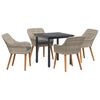vidaXL Conjunto de Jantar para Jardim 5 unid. Cinzento-claro vime PE