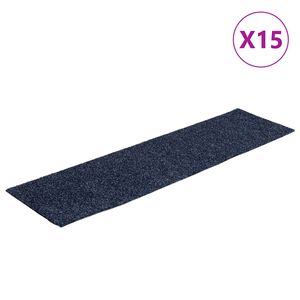 vidaXL Tapetes de escada autoadesivos 15 pe&ccedil;as 76x20 cm cinza azul retangular