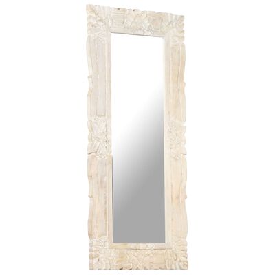 vidaXL Espelho 110x50 cm madeira de mangueira maciça branco
