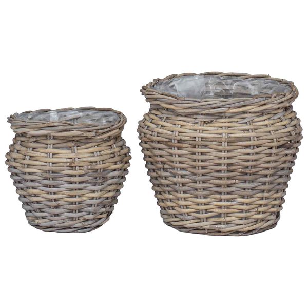 vidaXL Cesta de Plantador com armazenamento 2 pcs Cinzeto Rattan Lacak