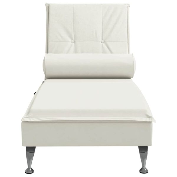 vidaXL Chaise lounge de massagem com rolo veludo creme