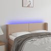 vidaXL Cabeceira cama LED couro artificial 147x16x78/88 cm cappuccino