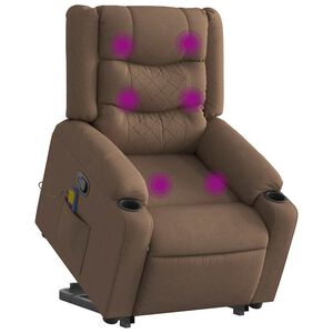 vidaXL Poltrona reclin&aacute;vel massagens tecido castanho
