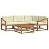 vidaXL Conjunto de Sof&aacute;s para Exterior 5 pcs Natural e Creme