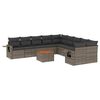 vidaXL 11 pcs conjunto sof&aacute;s de jardim c/ almofad&otilde;es vime PE cinzento
