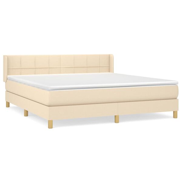 vidaXL Cama com molas/colch&atilde;o 160x200 cm tecido cor creme