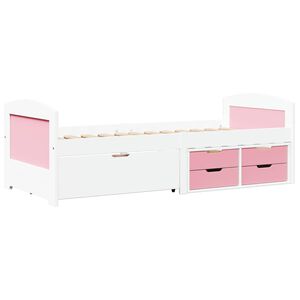 vidaXL Sof&aacute;-cama com 5 gavetas sem colch&atilde;o 90x200 cm IRUN branco&rosa
