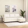 vidaXL Sof&aacute; 3 lugares c/ apoio p&eacute;s 180 cm couro artificial cor creme