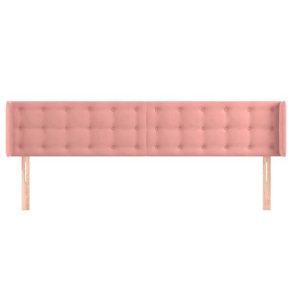 vidaXL Cabeceira de cama c/ abas veludo 203x16x78/88 cm rosa