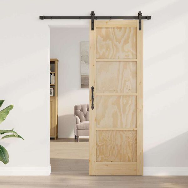 vidaXL Porta Deslizante Castanho 73,5 x 211 cm