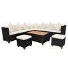 vidaXL 7 pcs conjunto lounge de jardim c/ almofad&otilde;es vime PE preto