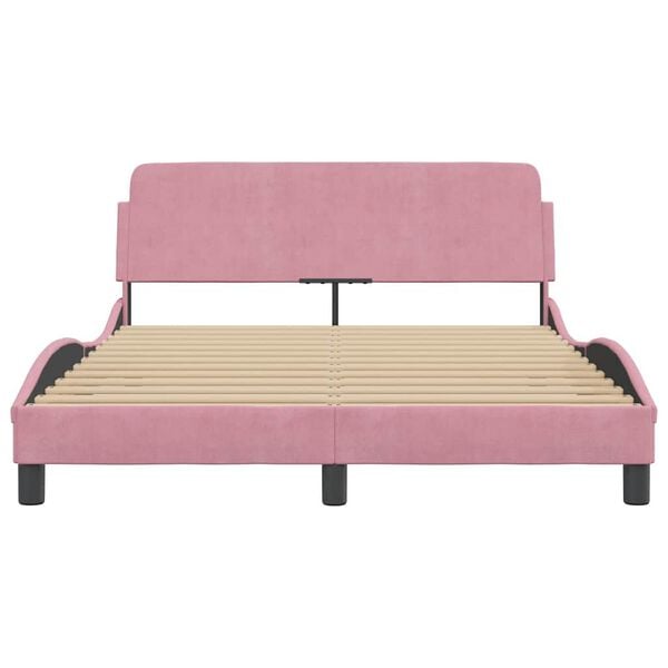vidaXL Estrutura de cama com cabeceira Dover 120x200 cm veludo rosa