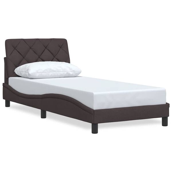 vidaXL Estrutura de cama sem colch&atilde;o 90x190 cm tecido castanho-escuro