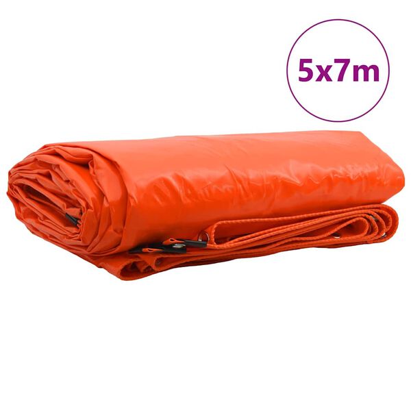 vidaXL Lona 650g / m² Laranja 5 x 7 m Lona com revestimento em PVC
