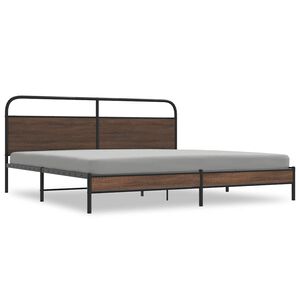 vidaXL Estrutura cama sem colch&atilde;o 183x213 cm metal carvalho castanho