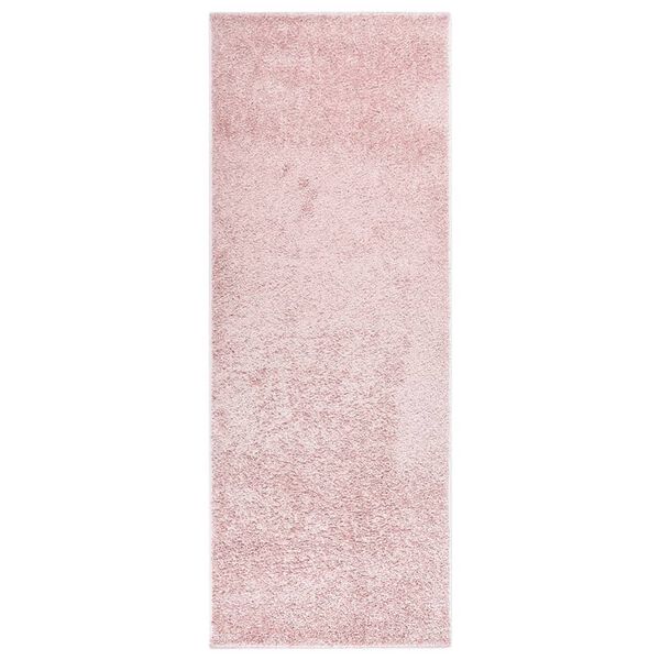 vidaXL Tapete antiderrapante de pelo suave 67x180 cm rosa