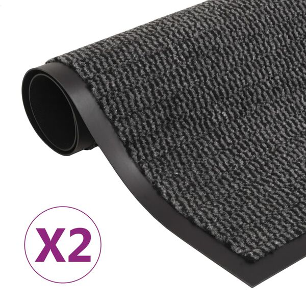vidaXL Tapete controlo pó retangular tufado 2pcs 60x90cm antracite