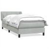 vidaXL Cama com molas/colch&atilde;o cinzento-claro 90x220 cm veludo