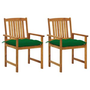 vidaXL Cadeiras de jardim com almofad&otilde;es 2 pcs ac&aacute;cia maci&ccedil;a