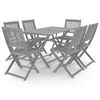 vidaXL 7 pcs conjunto de jantar jardim madeira ac&aacute;cia maci&ccedil;a cinzento
