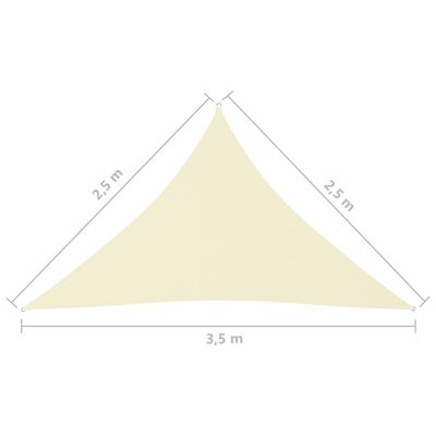 vidaXL Para-sol vela tecido oxford triangular 2,5x2,5x3,5 m cor creme