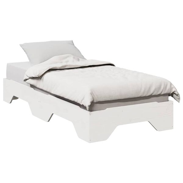 vidaXL Cama sem colch&atilde;o empilh&aacute;veis 80x200 cm madeira maci&ccedil;a branco
