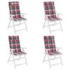 vidaXL Almofadões p/ cadeira encosto alto 4 pcs oxford xadrez vermelho