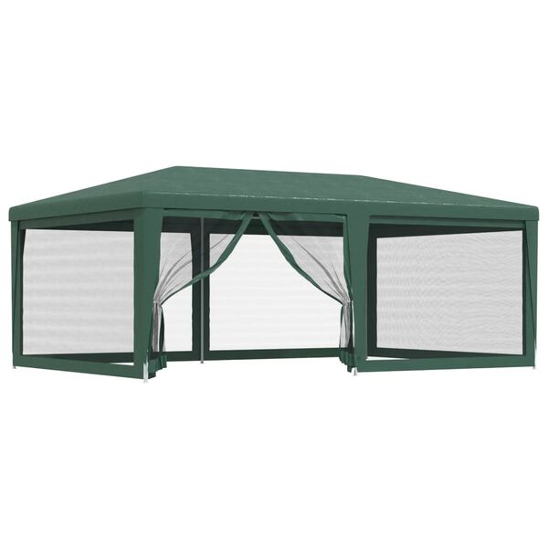 vidaXL Tenda p/ festas c/ 6 paredes laterais em rede 6x4 m PEAD verde