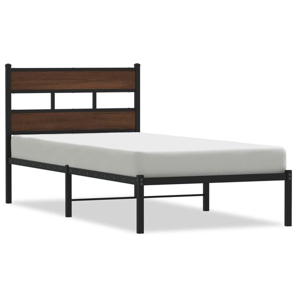 vidaXL Cama sem colch&atilde;o com cabeceira 90x190 cm carvalho castanho