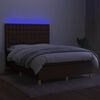 vidaXL Cama box spring c/ colch&atilde;o/LED 140x200cm tecido castanho-escuro