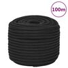 vidaXL Corda de barco 12 mm 100 m polipropileno preto completo