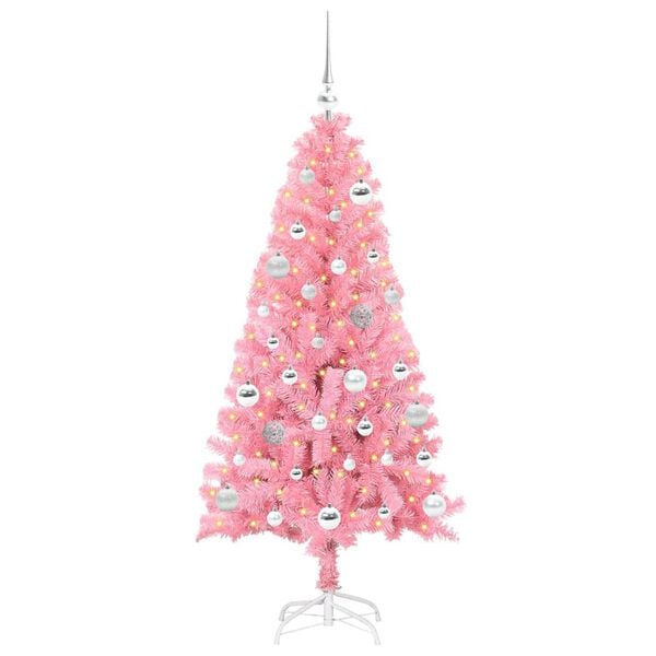 vidaXL &Aacute;rvore de Natal com 150 LEDs com suporte Rosa 150 cm PVC