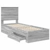 vidaXL Estrutura da Cama com gaveta Cinza Sonoma e Prata 70 x 190 cm