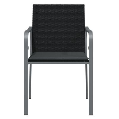 vidaXL Cadeiras jardim c/ almofadões 6pcs 56x59x84 cm vime PE preto