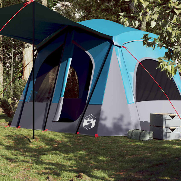 vidaXL Tenda de campismo cabana para 5 pessoas impermeável azul