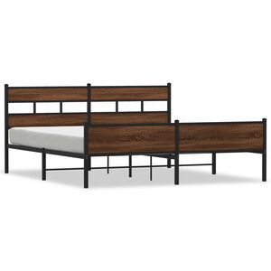 vidaXL Estrutura cama sem colch&atilde;o 193x203 cm metal carvalho castanho