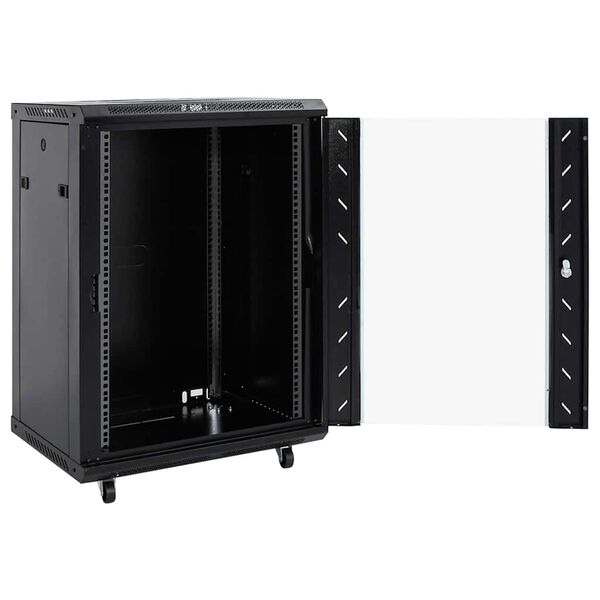 vidaXL Arm&aacute;rio de Rede com armazenamento Preto 60 x 60 x 80 cm A&ccedil;o