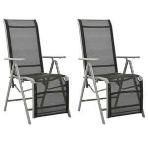 vidaXL Cadeiras jardim reclin&aacute;veis 2 pcs textilene e alum&iacute;nio prateado