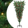 vidaXL &Aacute;rvore de Natal Artificial Pr&eacute;-iluminada de cabe&ccedil;a para baixo com conjunto de bolas