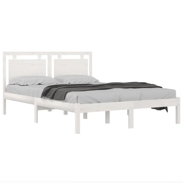 vidaXL Estrutura de cama 200x200 cm madeira maci&ccedil;a branco