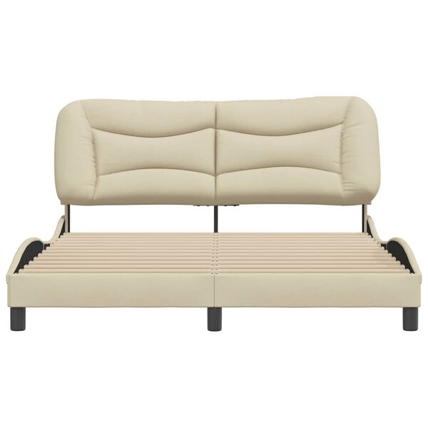 vidaXL Estrutura de cama sem colch&atilde;o Hvar 160x200 cm tecido cor creme
