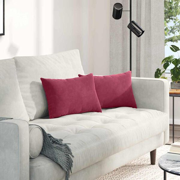 vidaXL Travesseiros de Sofá 2 pcs vermelho tinto 50 x 30 cm