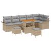 vidaXL Conjunto de Sof&aacute; de Jardim com almofada 9 pcs Bege vime PE