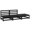 vidaXL 3 pcs conjunto lounge de jardim pinho maci&ccedil;o preto