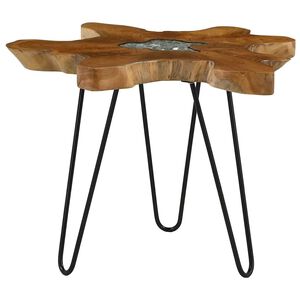 vidaXL Mesa de centro 70x45 cm madeira de teca maci&ccedil;a e poliresina