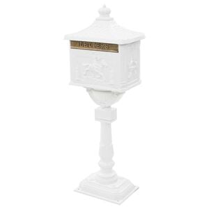 vidaXL Caixa correio pedestal vintage alum&iacute;nio inoxid&aacute;vel branco