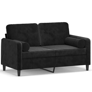 vidaXL Sof&aacute; 2 lugares c/ almofadas decorativas 120 cm veludo preto
