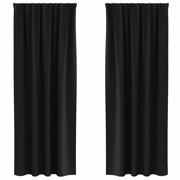 vidaXL Cortinas Blackout com Argolas 2 pcs Preto 260 x 140 cm