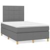 vidaXL Cama boxspring com colch&atilde;o 120x190 cm tecido cinzento-escuro