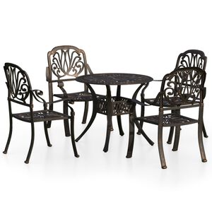 vidaXL 5 pcs conjunto bistr&ocirc; alum&iacute;nio fundido bronze